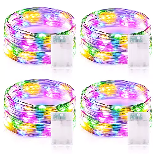 LED Lichterkette mit Batterie und Timer für Weihnachten, Halloween, Hochzeit - Wasserdichter Kupferdraht, 5 Meter.
