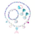 Meerjungfrau Schmuck Set für Mädchen - Halskette, Ringe, Ohrringe - Party Dress up Geschenk