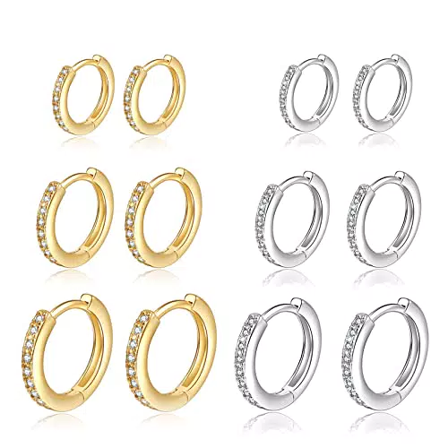 "Creolen aus 14 Karat vergoldetem 925 Sterling Silber mit Zirkonia für Damen"