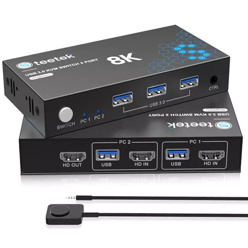 HDMI KVM Switch mit 3 USB 3.0 Hub - 2 PC an 1 Monitor anschließen