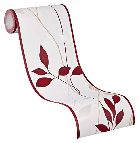 A.S. Création Bordüre Avenzio mit Blumen floral - Creme und Rot