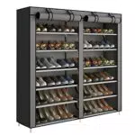 Schuhregal von ACCSTORE - 6-stufige Schuhablage mit Stoffbezug in Grau