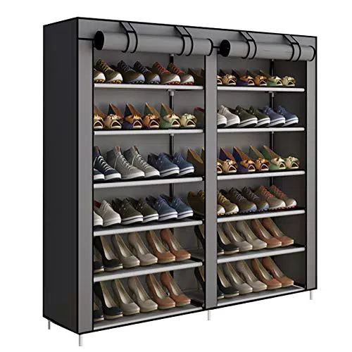 Schuhregal von ACCSTORE - 6-stufige Schuhablage mit Stoffbezug in Grau
