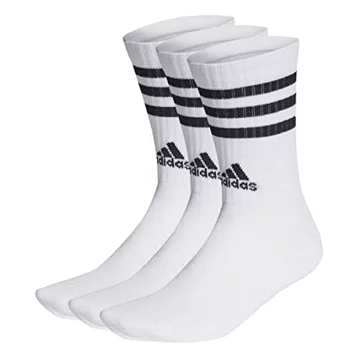 adidas Unisex 3 Stripes Crew Socken, White/Black