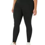 Amazon Essentials Damen Studio Sculpt Leggings mit gekreuzter Taille und voller Länge, Schwarz