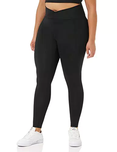 Amazon Essentials Damen Studio Sculpt Leggings mit gekreuzter Taille und voller Länge, Schwarz