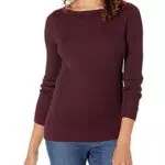 Amazon Essentials Damen Leichter Langarm-Pullover mit U-Boot-Ausschnitt in schmaler Passform