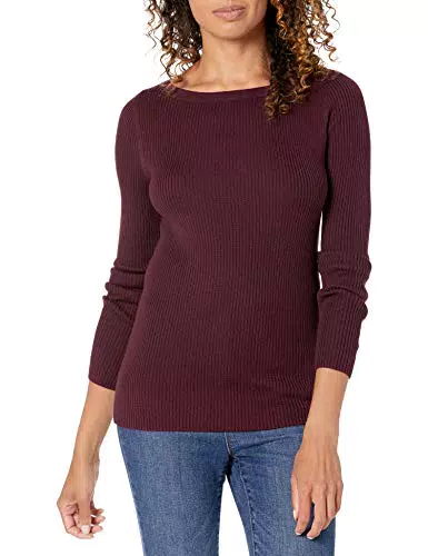 Amazon Essentials Damen Leichter Langarm-Pullover mit U-Boot-Ausschnitt in schmaler Passform