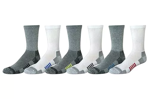 Amazon Essentials Herren Funktions-Crew-Sportsocken aus Baumwolle, Gepolstert