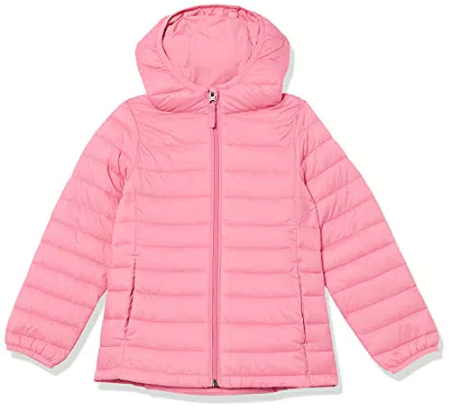 Amazon Essentials Mädchen Leichte Kapuzenjacke - Wasserabweisend & Verstaubar - Kräftiges Rosa