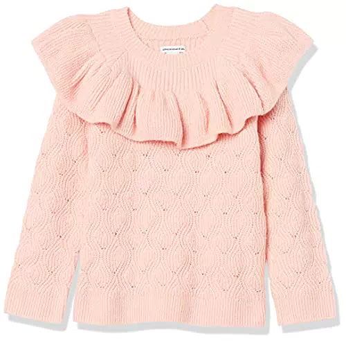 Amazon Essentials Mädchen Pullover mit Rüschen, Hellrosa