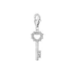 Amor Charm Damen Anhänger aus 925 Sterling Silber mit Zirkonia, Schlüssel-Anhänger
