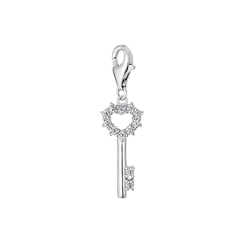 "Amor Charm Damen Anhänger aus 925 Sterling Silber mit Zirkonia, Schlüssel-Anhänger"