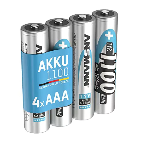 ANSMANN AAA Akku 1100 mAh NiMH wiederaufladbar - Hohe Kapazität für Spielzeug, Kameras, Fernbedienung