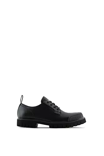Armani Exchange Herren Oxford Schuhe mit Chunky Rubber Sole und Back Logo Tape - Schwarz