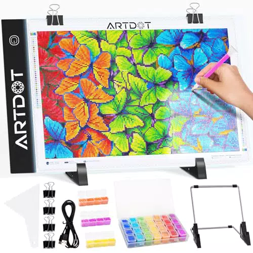 ARTDOT Leuchttisch A4 für Diamond Painting mit einstellbarer Helligkeit und Ständer