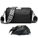 Damen Crossbody Bag Leder mit breitem Schultergurt - Moderne Umhängetasche