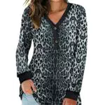 AUSELILY Damen Langarm V-Ausschnitt Henley Bluse T-Shirt
