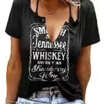 Sommer Oberteile Damen - AVOZAL V Ausschnitt Tshirt Schwarz