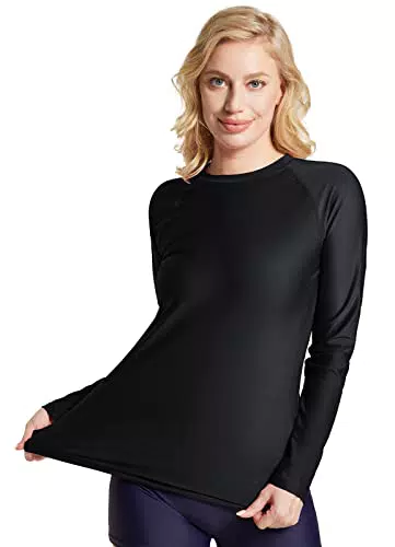 Baleaf Damen UV Shirt Langarm Schwimmshirt mit UV Schutz UPF 50+ - Schwarz
