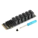M.2 SATA3.0 Erweiterungskarte mit 6 Ports für ASM1166 Chip - PCIe3.0 X2 16 Gbit/s, SATA3.0 6 Gbit/s - Unterstützt 6 SATA Geräte