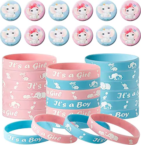 Elefanten Gender Reveal Armband und Anstecknadel Set von BeYumi
