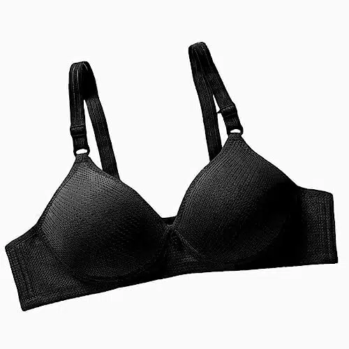Softschalen BH Damen ohne Bügel - Bequemer Push-Up BH - Atmungsaktiver T-Shirt BH - Träger verstellbar - Schwarz