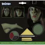 Hexe Schminkset mit Farben, Schwamm und Pinsel für Halloween-Party