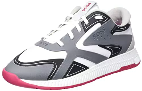 BOSS Herren Sneakers Titanium Runn aus verschiedenen Materialien mit tonalem Logo - Dunkelgrau