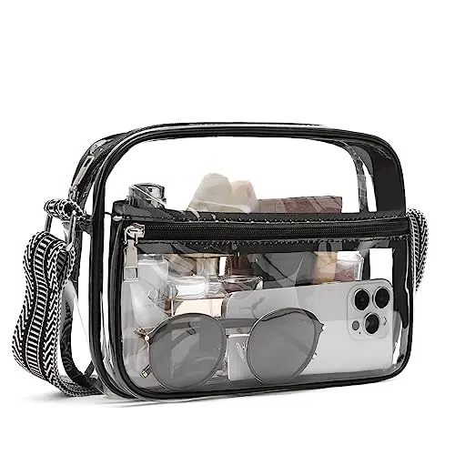 Damen Durchsichtige Crossbody Schultertasche von BOSTANTEN - Wasserdichte Transparente Tasche für Konzerte und Sport in Schwarz