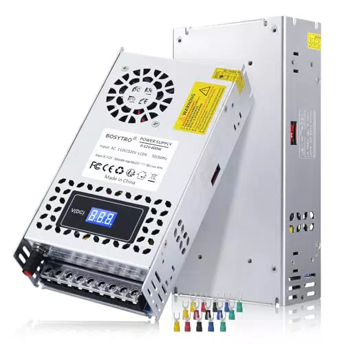 12V Transformator AC zu DC 0-12V 50A 600W mit Digitalem Display - Labornetzteil für Computerprojekte, LED-Geräte, 3D-Drucker