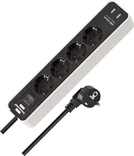 Brennenstuhl Steckdosenleiste Ecolor 4-Fach mit USB weiß/schwarz