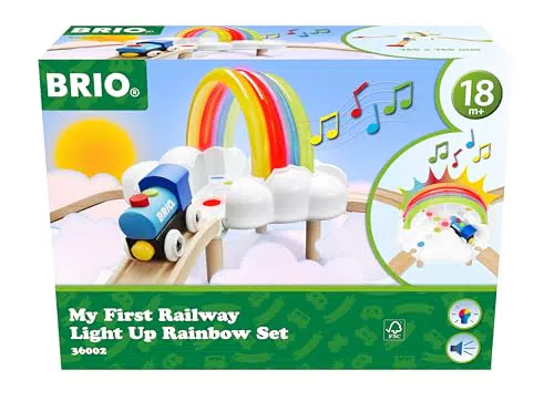 BRIO Mein erstes Bahn Regenbogen Set - Eisenbahn-Spiel mit Licht- und Soundeffekten
