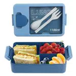 Bugucat Bento Box mit 3 Fächern und Besteckset für Kinder und Erwachsene