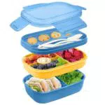 Lunchbox Kinder mit Fächern - 2-Lagige Bentobox für Schule & Arbeit