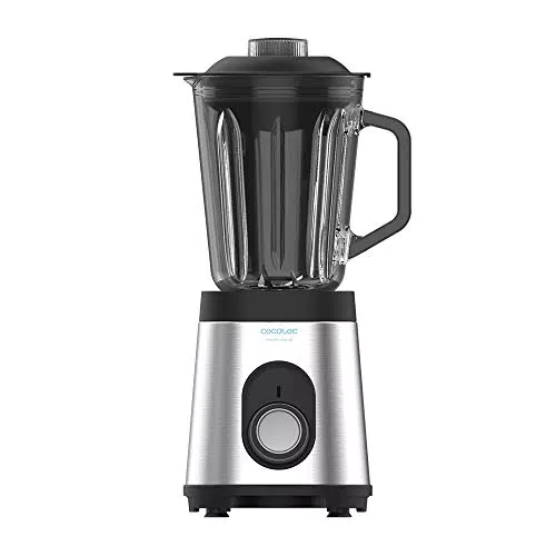Cecotec Mixer Power 1000 INOX - 1000 W, Edelstahlgehäuse, 6-Blatt mit Titanbeschichtung, 1,5-l-Glaskrug, 5 Geschwindigkeiten