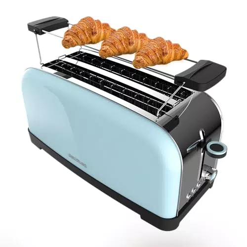 Cecotec Vertikaler Toaster mit 2 langen Schlitzen und Brötchenaufsatz