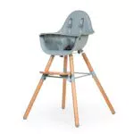 Kinderhochstuhl von Childhome: Mitwachsend, höhenverstellbar, 5-Punkt-Gurt, Zubehör für Babywippe Evolu - Buchenholz, Evolu 2 (Minze)