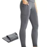 Comallan Damen Winter Thermo Leggings, Wasserdicht Lauf Sport Tights Laufhose Wanderhosen Training Hose Mit Fleece gefüttert und Taschen