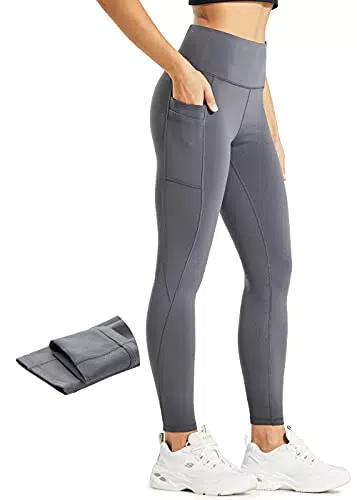 Comallan Damen Winter Thermo Leggings, Wasserdicht Lauf Sport Tights Laufhose Wanderhosen Training Hose Mit Fleece gefüttert und Taschen