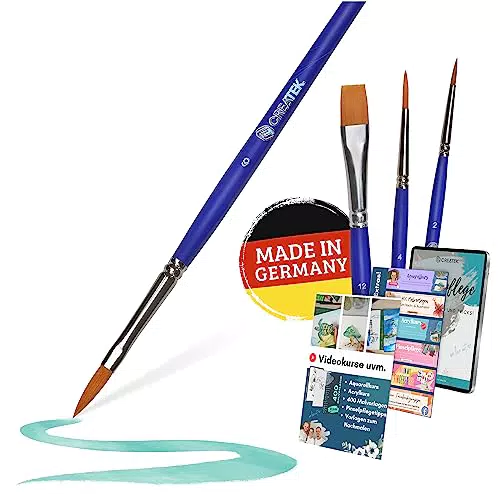 CreaTek - Premium Aquarellpinsel Set aus Deutschland, 100% Vegan