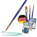CreaTek - Premium Aquarellpinsel Set aus Deutschland - 4 hochwertige Rund- und Flachpinsel - 100% Vegan