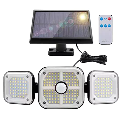 Solarlampen für Außen mit Bewegungsmelder und IP65 Wasserdichte - Schwenkbare Aussenleuchte für Garten und Balkon