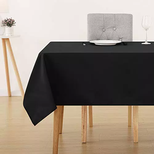 Deconovo Lotuseffekt Tischdecke Wasserabweisend 130x160 cm - Schwarz