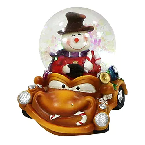 Dekohelden24 Kinder-Schneekugel mit lustigen Cars und Schneemann