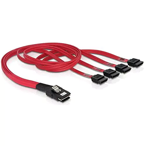 Delock Mini SAS SFF-8087 zu 4 x SATA 7 Pin Kabel, 0,5 m