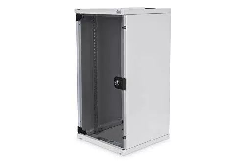 DIGITUS Netzwerk-Schrank 10-Zoll - 12HE - Wandmontage - HxBxT 592x312x300mm - Traglast 30kg - Nutztiefe 240mm - Grau