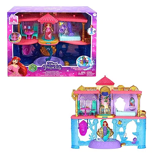 Disney Princess HPL52 - Disney Princess-Spielzeug, Belles Stapelschloss Puppenhaus-Spielset mit kleiner Puppe und 8 Teilen
