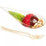 DLux Mini Dessertteller Set - Wiederverwendbare Dessertbecher aus Kunststoff - Dessertschalen und Servierteller mit Löffeln und Gabeln