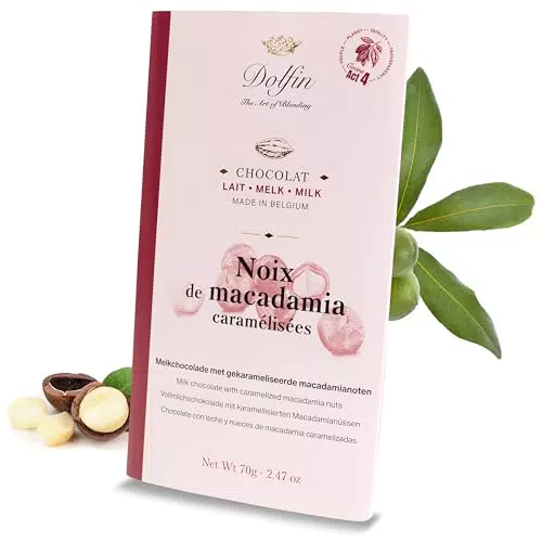 Schokolade mit karamellisierten Macadamianüssen - Cremige Schokolade mit knackigen Nussstückchen - Belgische Gourmet-Schokolade ohne künstliche Aromen